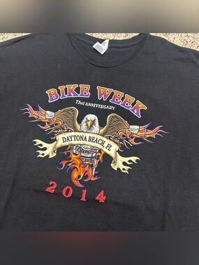 Daytona Beach Bike Week 2014 T-Shirt Men's XXL 100% Cotton Black Motorcycle